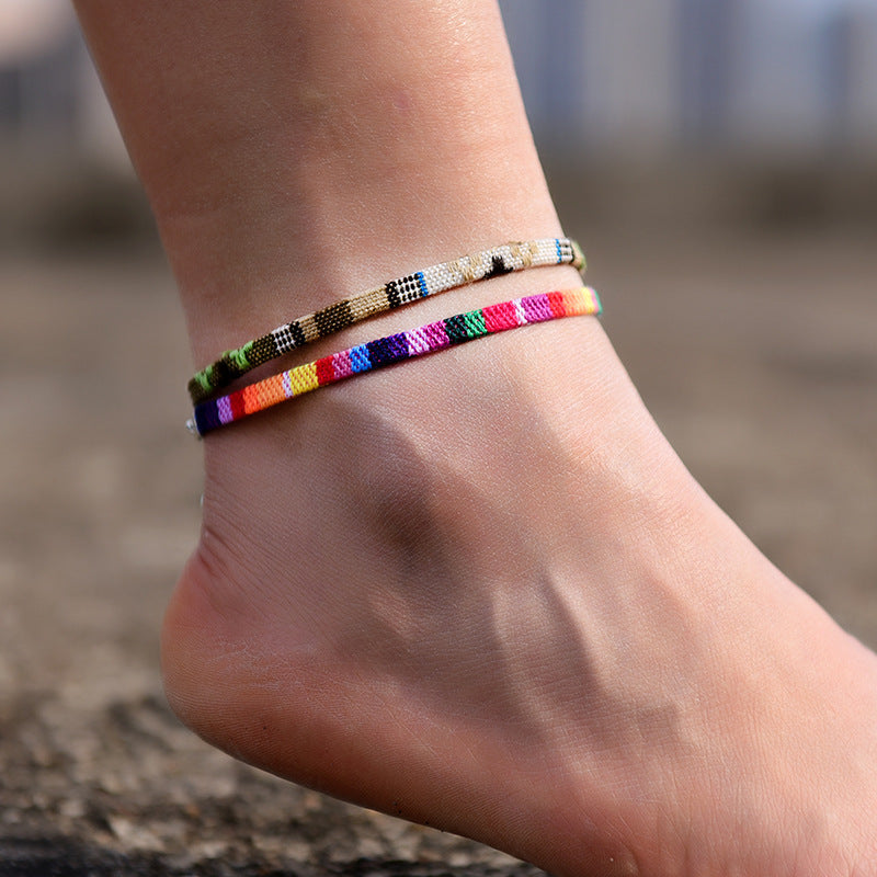 Chain Bohemian Color Ankle Bracelet String Handmade Jewelry