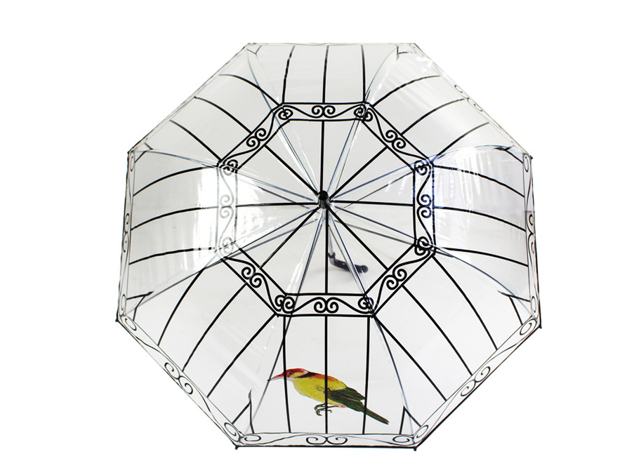 Cage Transparent Umbrella Custom Long Handle Thickened Plastic Transparent Umbrella