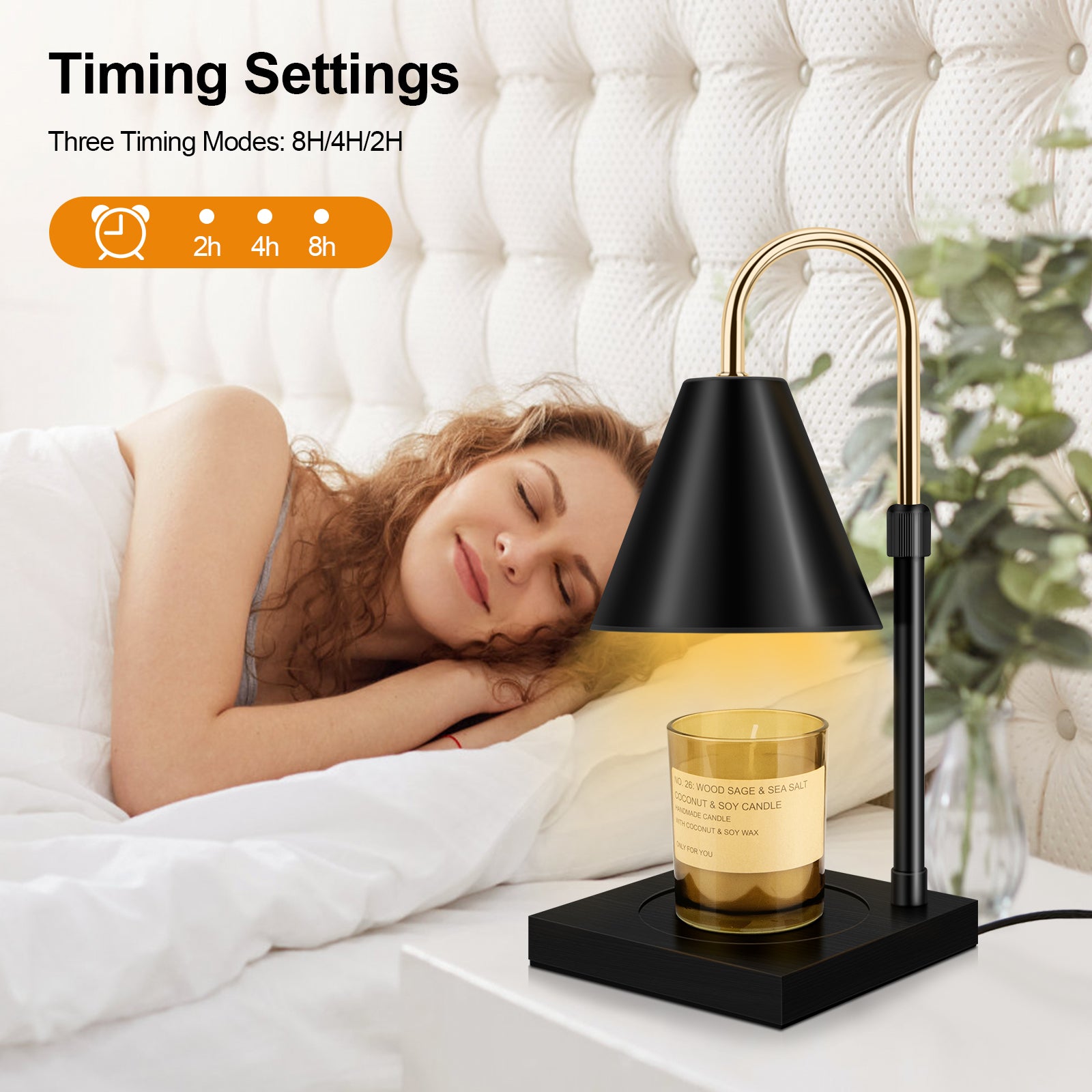 Candle Warmer, Candle Warmer Lamp With Timer Dimmable And Adjustable Height Candle Lamp Warmer Compatible With Jar Candles For Home Decor Electric Wax Melter Warmer, Wooden Base Black