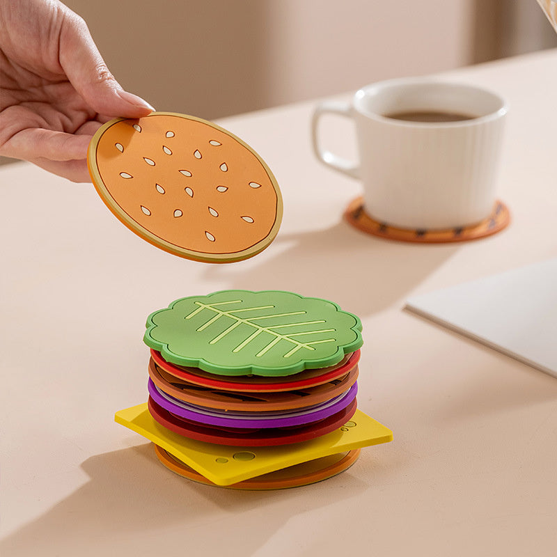 Burger Coaster Set Coffee Cup Insulation Pad 8 Piece Set