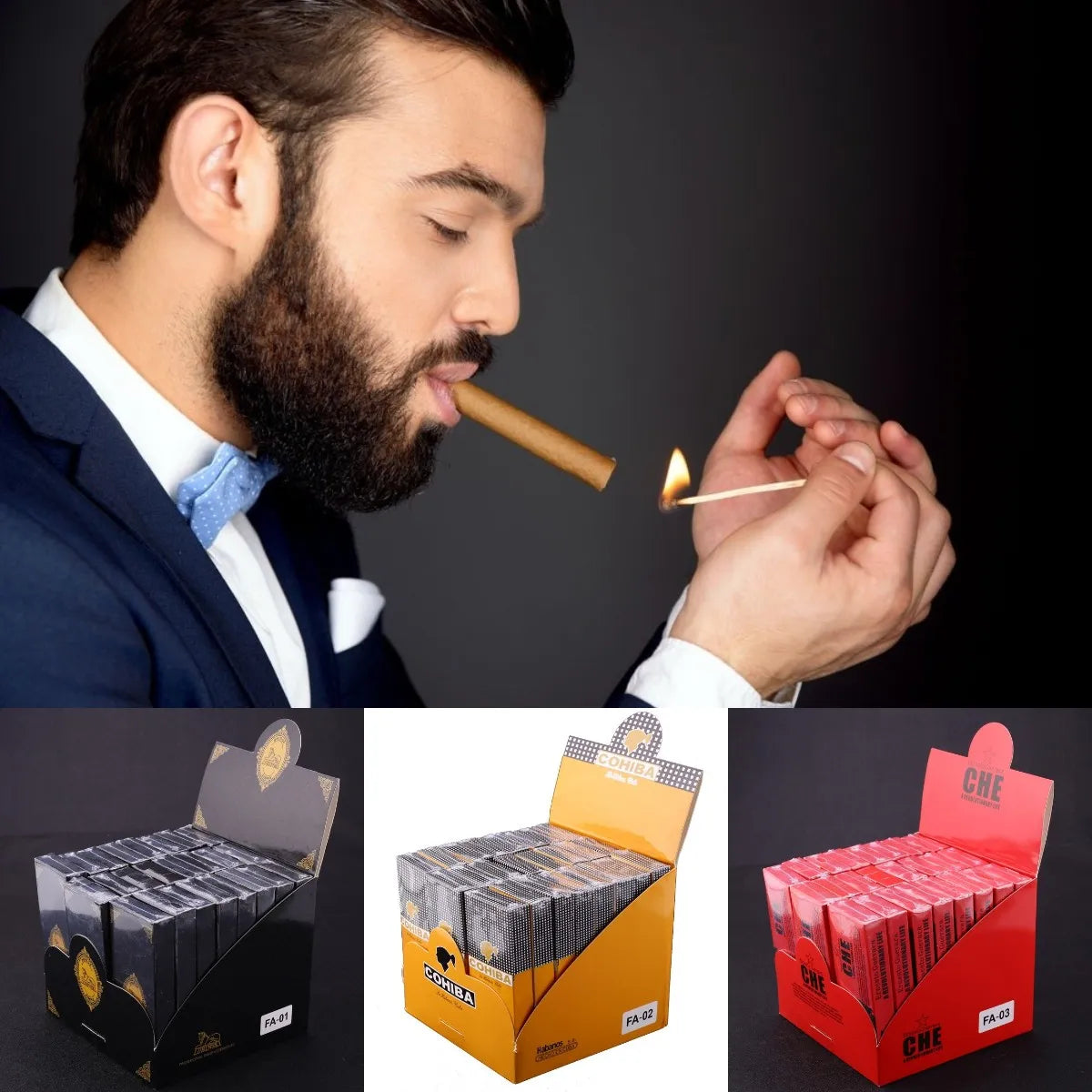 Cigar Matches Gentleman's Way of Lighting Cigars, 2 Pack(30pcs) Extra Long Wood Pack Box